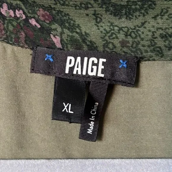 Paige Vittoria Mini Multi Green Dress Long Sleeve Army Size XL - Picture 14 of 17